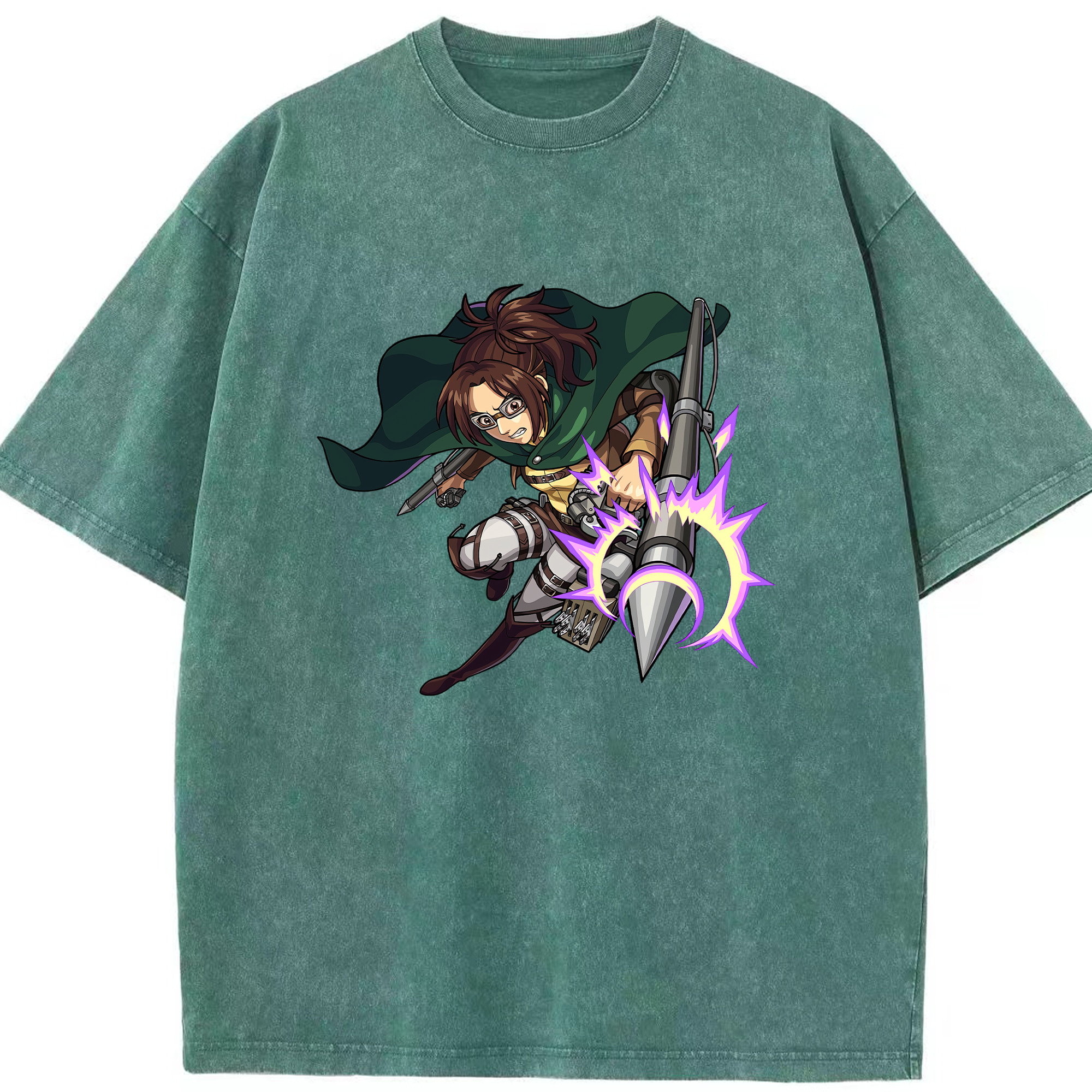 （画像用） 進撃の巨人 ハンジ·ゾエ Attack on Titan Hanji Zoe 綿100% ヴィンテージ風 半袖Tシャツ（フロントプリント）